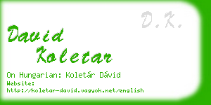 david koletar business card